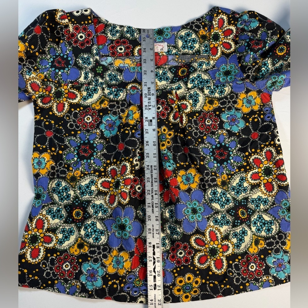 Handmade Floral Peasant Top with Puff Sleeves Size Medium EUC - Picture 5 of 6